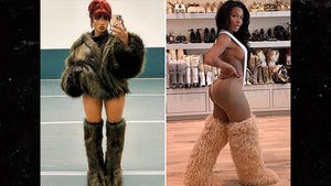 Megan Thee Stallion Jayda Cheaves furry boots fashion celebrity style who'd you rather TMZ vote